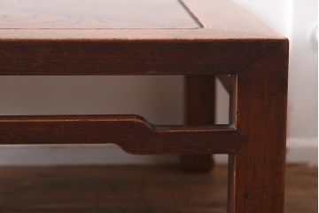 アンティーク家具　昭和初期　力強い杢目が魅力的な総ケヤキ材の座卓(ローテーブル)(R-040229)