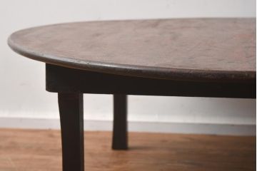 レトロ家具　赤みがかった色合いの丸ちゃぶ台(座卓、折り畳みテーブル)(R-040230)