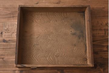 アンティーク家具　明治大正期　天板ケヤキ一枚板　両面に取っ手が付いた引き出し付きの座卓(ローテーブル、座机、リビングテーブル)(R-040231)