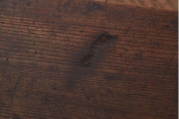 アンティーク家具　明治大正期　天板ケヤキ一枚板　両面に取っ手が付いた引き出し付きの座卓(ローテーブル、座机、リビングテーブル)(R-040231)