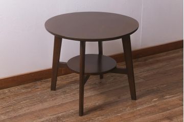 和製アンティーク　昭和初期　シックな色味のスタイリッシュなコーヒーテーブル(カフェテーブル、サイドテーブル、ラウンドテーブル、丸テーブル)(R-040232)
