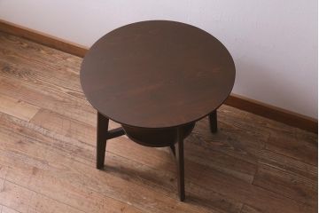 和製アンティーク　昭和初期　シックな色味のスタイリッシュなコーヒーテーブル(カフェテーブル、サイドテーブル、ラウンドテーブル、丸テーブル)(R-040232)