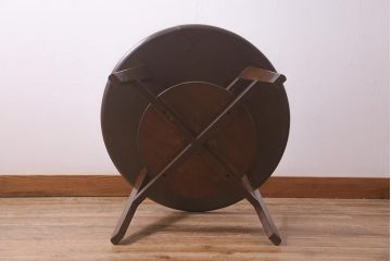 和製アンティーク　昭和初期　シックな色味のスタイリッシュなコーヒーテーブル(カフェテーブル、サイドテーブル、ラウンドテーブル、丸テーブル)(R-040232)