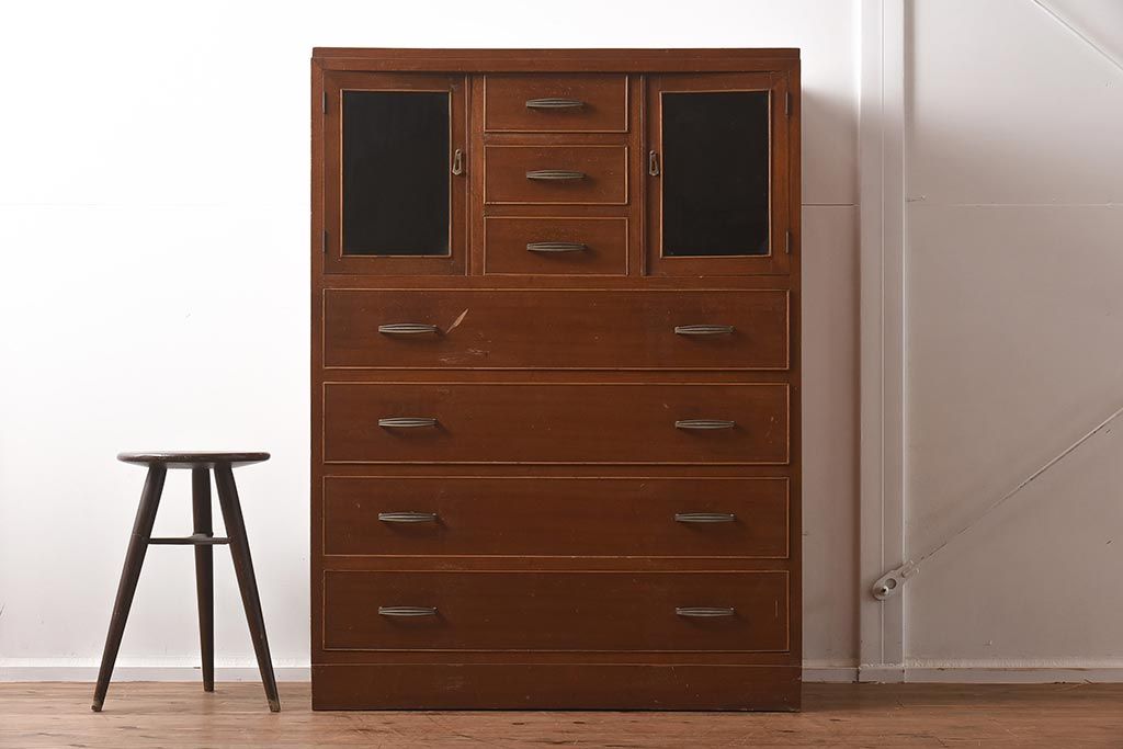 レトロ家具　アンティーク家具　木製ブラウンタンス 7引き出し付き 公式】アンティーク家具ラフジュ工房商品詳細ページレトロ家具