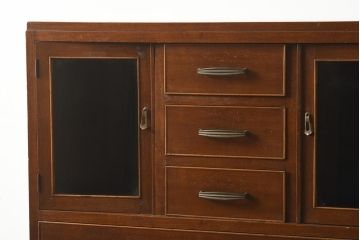 レトロ家具　観音開きの扉が付いた昭和中期の衣装タンス(チェスト、引き出し)(R-040236)