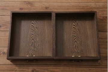 中古　最高級品　鉄刀木(タガヤサン)無垢材　内部銅製  美しい木目が魅力の関西火鉢(ローテーブル、長火鉢、座卓、リビングテーブル、囲炉裏)(R-040239)