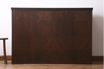 中古　伝統民芸家具　岩谷堂箪笥　天板リメイク・栗材　かくし付き　金具の意匠が上品な整理箪笥(引き出し、チェスト、衣装箪笥)(R-040240)