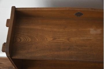 アンティーク家具　昭和レトロ　味わい深い木肌が魅力の楔(くさび)式本棚(オープンラック、収納棚、飾り棚)(R-040245)
