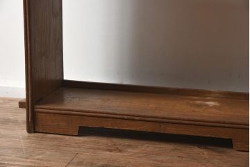 アンティーク家具　昭和レトロ　味わい深い木肌が魅力の楔(くさび)式本棚(オープンラック、収納棚、飾り棚)(R-040245)
