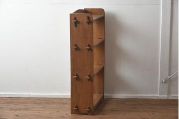 アンティーク家具　昭和レトロ　味わい深い木肌が魅力の楔(くさび)式本棚(オープンラック、収納棚、飾り棚)(R-040245)