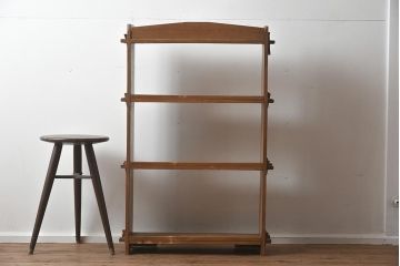 アンティーク家具　昭和レトロ　味わい深い木肌が魅力の楔(くさび)式本棚(オープンラック、収納棚、飾り棚)(R-040245)