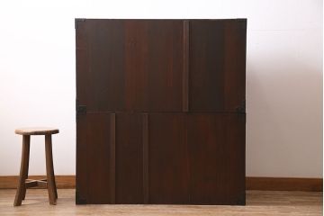 アンティーク家具　江戸明治期　総桐材　観音開き戸　十字金具が迫力のある上手物の重ね箪笥(観音箪笥、衣装箪笥、時代箪笥、桐箪笥、桐たんす)(R-040249)
