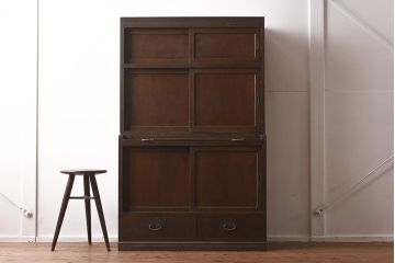 アンティーク家具　和製アンティーク　昭和初期　作業台が付いた便利な重ね食器棚(収納棚、戸棚、キャビネット)(R-040250)