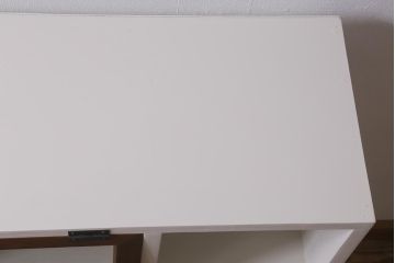 カタログ掲載品　ラフジュ工房オリジナル　古材使用　リメイク家具　ペイント　パタパタ扉　アンティークペイントがおしゃれなキャビネット(収納棚、リビングボード)(R-040256)