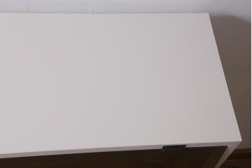 ラフジュ工房オリジナル家具　古材リメイク　ペイント家具　引き出し付きパタパタ扉の下駄箱(収納棚、キャビネット)(R-040258)