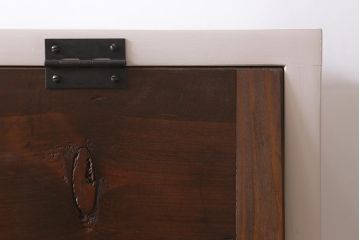 ラフジュ工房オリジナル家具　古材リメイク　ペイント家具　引き出し付きパタパタ扉の下駄箱(収納棚、キャビネット)(R-040258)