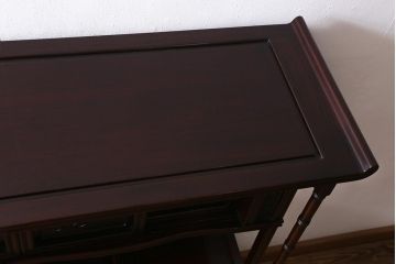 中古　民芸家具　花梨(カリン)材　緻密な意匠が魅力的な飾り棚(茶棚)(R-040259)