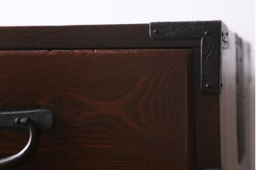 アンティーク家具　和製アンティーク　昭和初期　五丁引き　前面ケヤキ材　シンプルで上品な佇まいが魅力の仙台箪笥(重ね箪笥、衣装箪笥、引き出し)(R-040260)