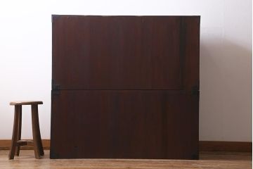 アンティーク家具　和製アンティーク　昭和初期　五丁引き　前面ケヤキ材　シンプルで上品な佇まいが魅力の仙台箪笥(重ね箪笥、衣装箪笥、引き出し)(R-040260)