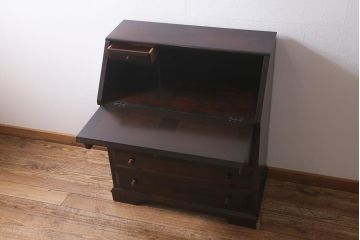 中古　松本民芸家具　T型　シックで上品な佇まいが魅力のライティングビューロー(簿記机、在宅ワーク、在宅用ワークデスク)(R-040261)