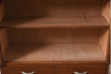 レトロ家具　引き出し付き　見せる収納におすすめなガラス扉のブックケース(本箱)(R-040268)