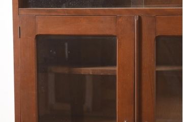 レトロ家具　引き出し付き　見せる収納におすすめなガラス扉のブックケース(本箱)(R-040268)