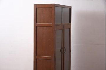 レトロ家具　引き出し付き　見せる収納におすすめなガラス扉のブックケース(本箱)(R-040268)