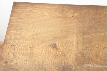 レトロ家具　昭和中期　ナラ材　ナチュラルな木色が温もりあふれる片袖机(ワークデスク、在宅ワーク、在宅用)(R-040270)