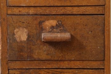 レトロ家具　昭和中期　ナラ材　ナチュラルな木色が温もりあふれる片袖机(ワークデスク、在宅ワーク、在宅用)(R-040270)