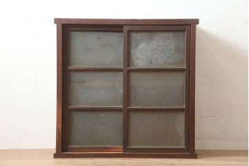 アンティーク家具　ヒノキ・杉材　シンプルで取り入れやすい重ね戸棚・上段(収納棚、キャビネット)(R-040271)