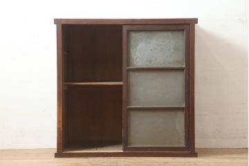 アンティーク家具　ヒノキ・杉材　シンプルで取り入れやすい重ね戸棚・上段(収納棚、キャビネット)(R-040271)