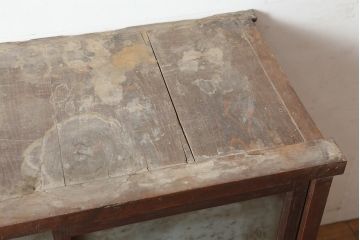 アンティーク家具　ヒノキ・杉材　シンプルで取り入れやすい重ね戸棚・上段(収納棚、キャビネット)(R-040271)