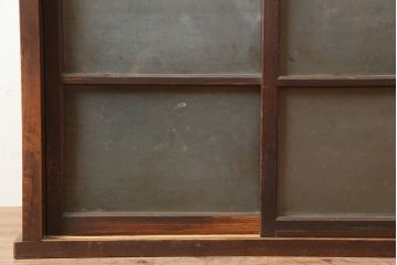 アンティーク家具　ヒノキ・杉材　シンプルで取り入れやすい重ね戸棚・上段(収納棚、キャビネット)(R-040271)