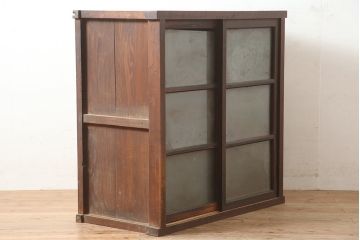 アンティーク家具　ヒノキ・杉材　シンプルで取り入れやすい重ね戸棚・上段(収納棚、キャビネット)(R-040271)