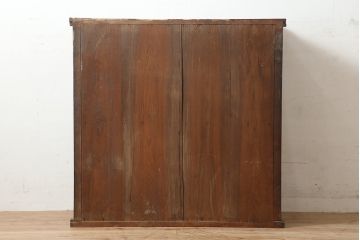 アンティーク家具　ヒノキ・杉材　シンプルで取り入れやすい重ね戸棚・上段(収納棚、キャビネット)(R-040271)