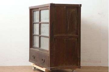 アンティーク家具　ヒノキ・杉材　シンプルで取り入れやすい引き出し付きの重ね戸棚・下段(収納棚、キャビネット)(R-040272)
