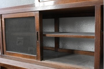 和製ヴィンテージ　レトロ家具　激レア!　両面使いのガラス戸棚　R-040276