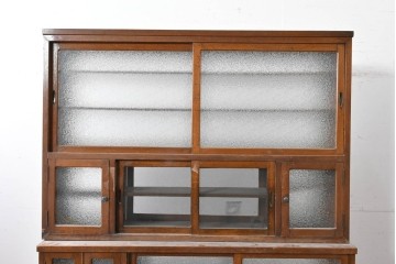 和製ヴィンテージ　レトロ家具　激レア!　両面使いのガラス戸棚　R-040276