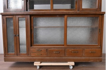 和製ヴィンテージ　レトロ家具　激レア!　両面使いのガラス戸棚　R-040276