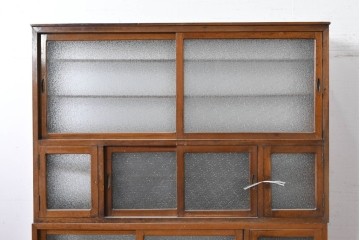 和製ヴィンテージ　レトロ家具　激レア!　両面使いのガラス戸棚　R-040276