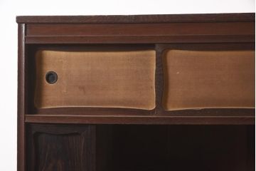 アンティーク家具　工芸家具　京都産　桑材・黒檀材　網代編み戸　上品な造りの茶棚(茶箪笥、収納棚)(R-040282)