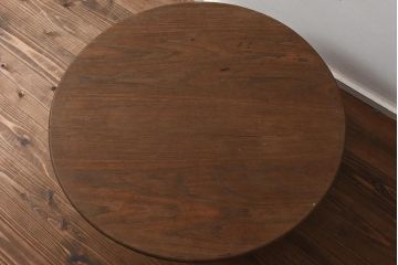 レトロ家具　栓材　一人暮らしにもぴったりな木味が魅力の丸ちゃぶ台(ローテーブル)(R-040287)