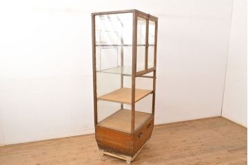 アンティーク家具　昭和レトロ　縦型パンケース(ガラスケース、ショーケース、陳列棚)(R-040291)