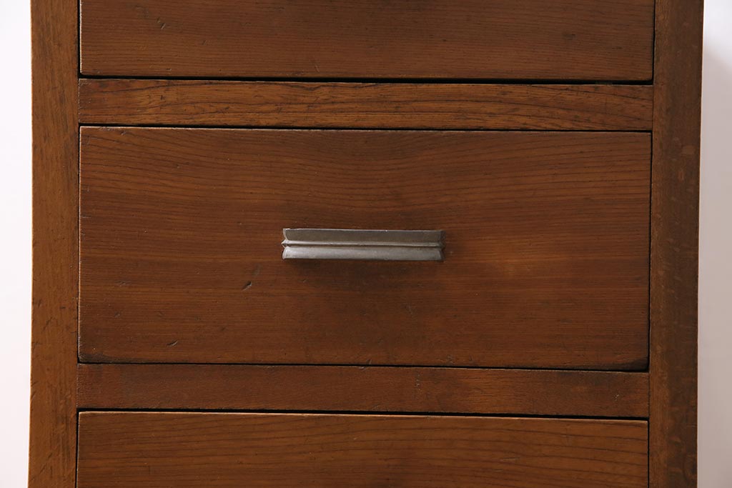 レトロ家具　栓材　木のぬくもりあふれるシンプルなサイドチェスト(脇机、サイドテーブル、ドロアー)(R-040292)