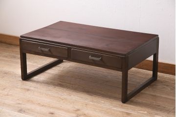 アンティーク家具　昭和中期　ブナ材・ナラ材　レトロな雰囲気たっぷりな文机(ローテーブル、センターテーブル)(R-040294)
