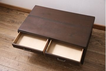 アンティーク家具　昭和中期　ブナ材・ナラ材　レトロな雰囲気たっぷりな文机(ローテーブル、センターテーブル)(R-040294)