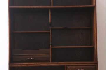 中古　高級品　工芸家具　ケヤキ材　漆塗り　しっとりとした佇まいの上品な茶箪笥(定価48万円)(飾り棚、収納棚)(R-040295)