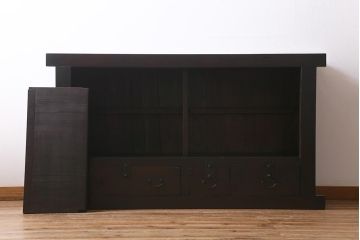 アンティーク家具　前面欅(ケヤキ)材　重厚な佇まいの大型帳場箪笥(水屋箪笥、サイドボード、テレビ台、テレビボード)(R-040298)