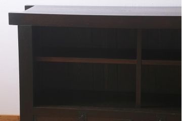 アンティーク家具　前面欅(ケヤキ)材　重厚な佇まいの大型帳場箪笥(水屋箪笥、サイドボード、テレビ台、テレビボード)(R-040298)