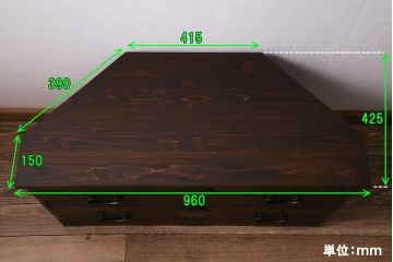 アンティーク家具　明治大正期　古箪笥リメイク　天板ヒノキ材　フラップダウン扉のコーナーテレビ台(テレビボード、リビングボード)(R-040318)
